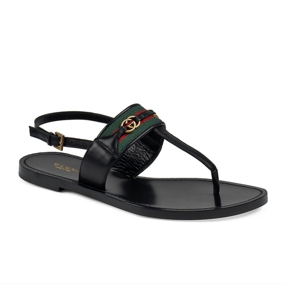 GUCCI Nylon Web Lifford Jakarta leather Sandals, black - Picture 7 of 13